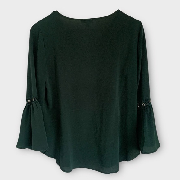 Grey & Gray Eyelet Bell Sleeve Blouse - Picture 5 of 7